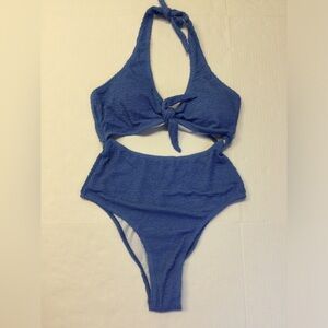 Women High Waisted Bikini Sets for Women Tummy Control 1 Piece Blue‎ Swimsuit XL
